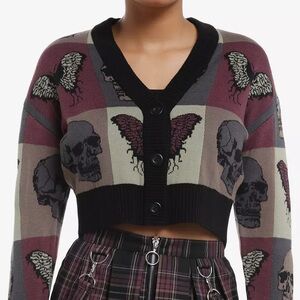 Hot topic skull and butterfly cardigan